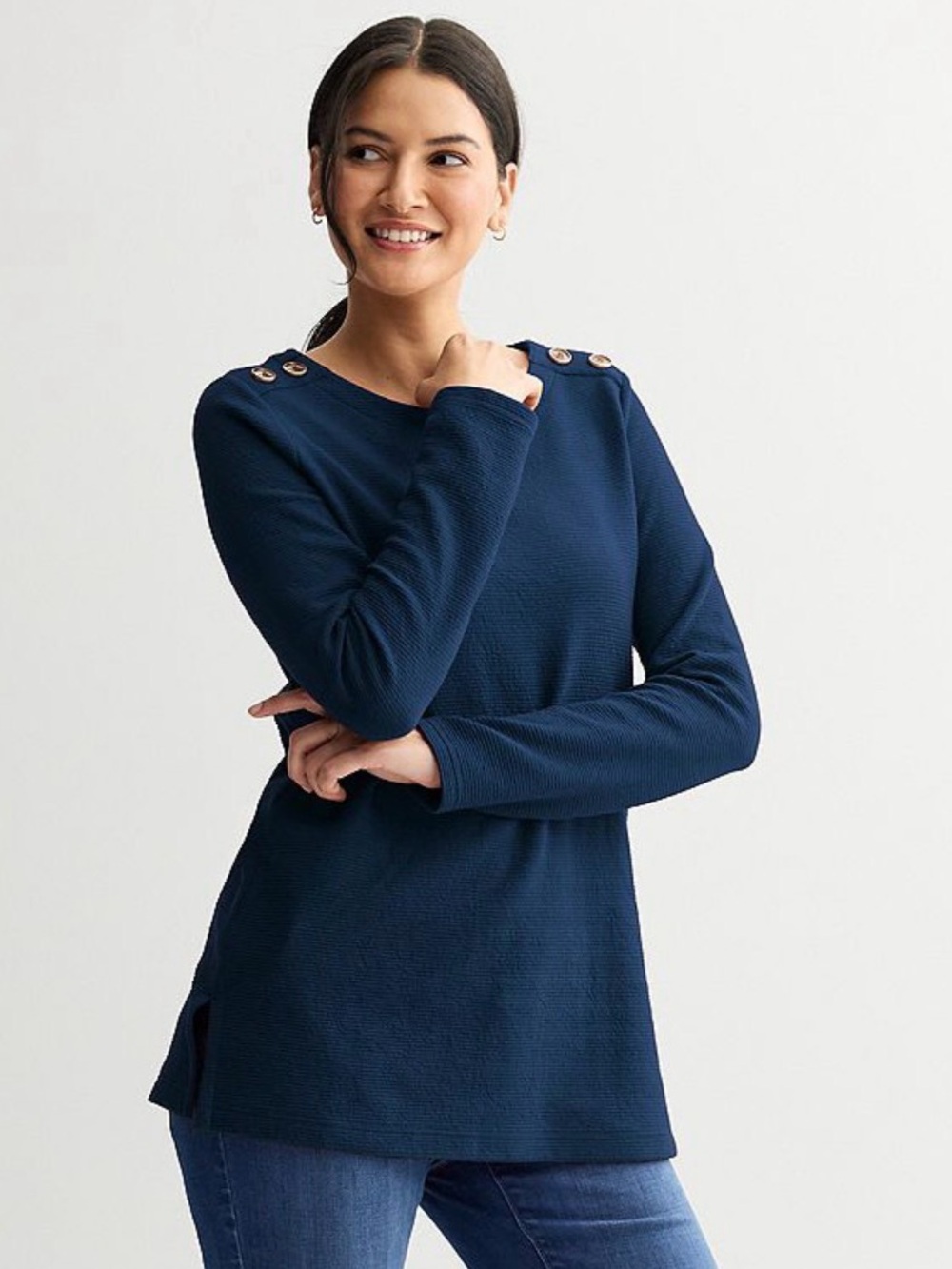 Women's Croft & Barrow® Button Shoulder Tunic